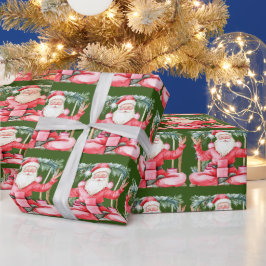 ヨガクリスマスサンタクロースインストラクター ラッピングペーパー