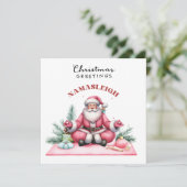 ヨガクリスマスサンタクロースポーズパーティの招待状 シーズンカード (スタンド正面)