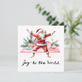 ヨガクリスマスサンタクロースポーズパーティの招待状 シーズンカード (スタンド正面)
