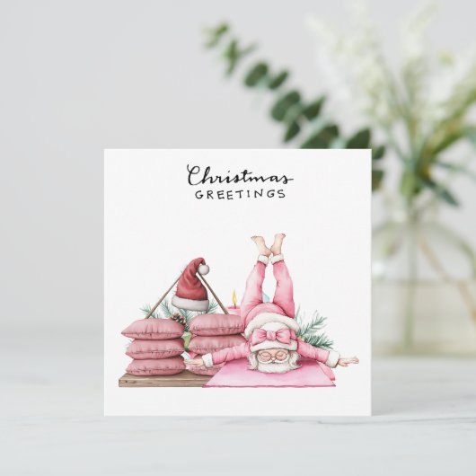 ヨガクリスマスサンタクロースポーズパーティー シーズンカード (スタンド正面)