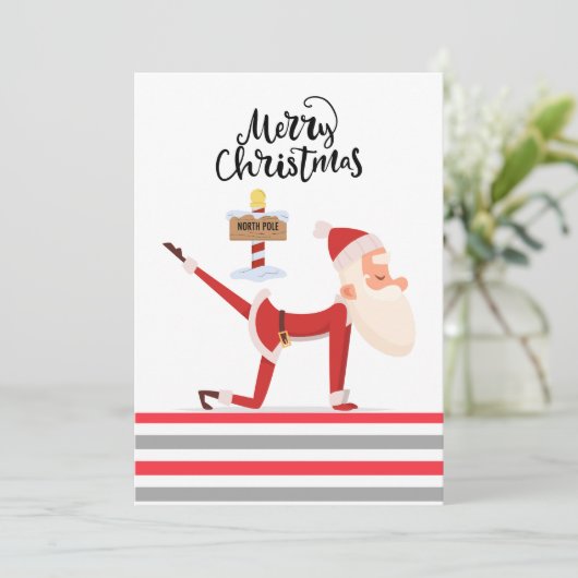 ヨガクリスマスサンタクロースポーズ付きヨガホリデイ シーズンカード (スタンド正面)