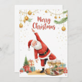 ヨガクリスマスサンタクロースポーズ付きヨガホリデイ シーズンカード (正面/裏面)