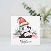 ヨガクリスマスサンタパンダポーズパーティーの招待状 シーズンカード (スタンド正面)