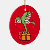 ヨガクリスマス小妖精や小人ポーズ セラミックオーナメント (右)