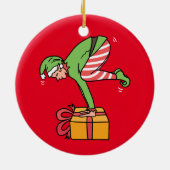 ヨガクリスマス小妖精や小人ポーズ セラミックオーナメント (裏面)