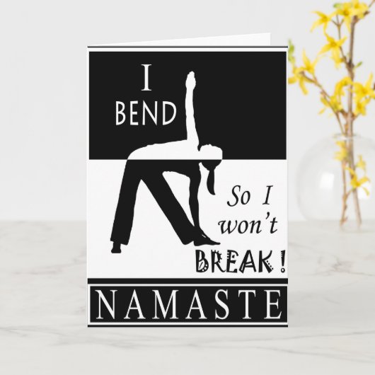 ヨガグリーティングカード – 私は壊れないように曲げる カード (黄色い花)