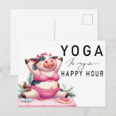 ヨガコー  私のハッピーアワー 女性のヨガポーズ ポストカード (正面/裏面)