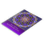 ヨガゴールデンオムパープルフラクタルマンダラノート ノートブック (左側)