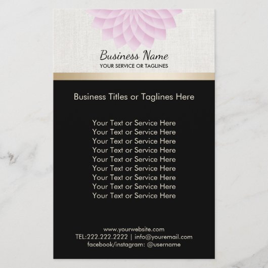 ヨガサロンスパロータスフローラエレガント金ゴールドストライプ チラシ (正面)