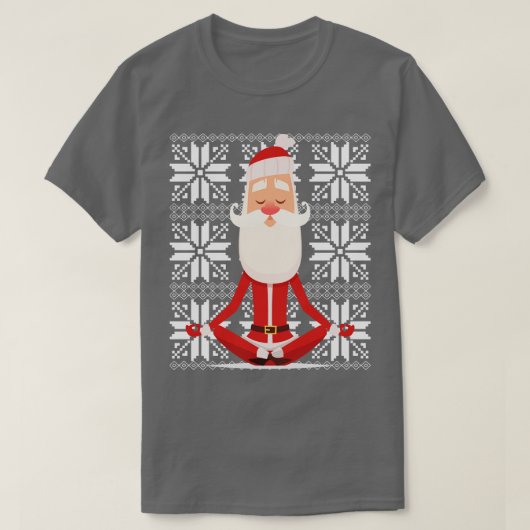 ヨガサンタめい想の醜いクリスマスセーター Tシャツ (デザイン正面)