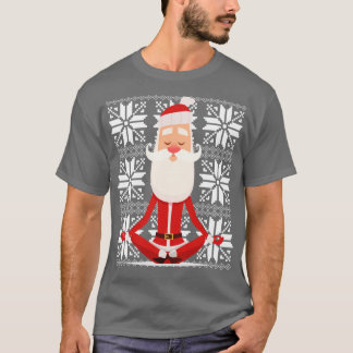 ヨガサンタめい想の醜いクリスマスセーター Tシャツ