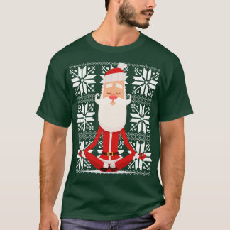 ヨガサンタめい想の醜いクリスマスセーター Tシャツ