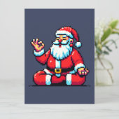 ヨガサンタ8ビットホリデーフィットネスユーモアのあるピクセルアート カード (スタンド正面)