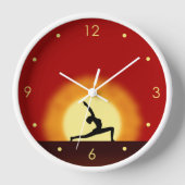 ヨガサンライズポーズシルエットカスタマイズ可能な時計 壁時計 (正面)