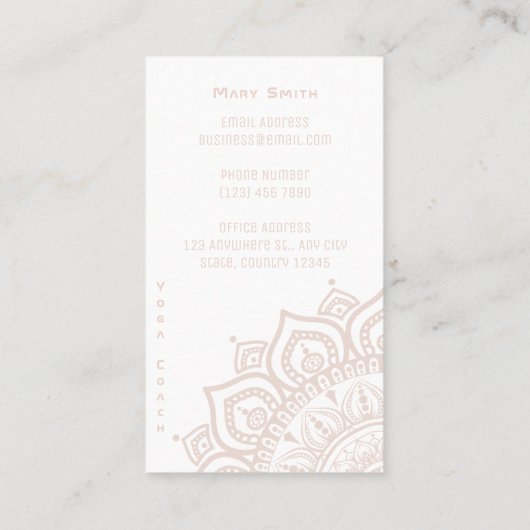 ヨガサービスの宣伝 名刺 (裏面)
