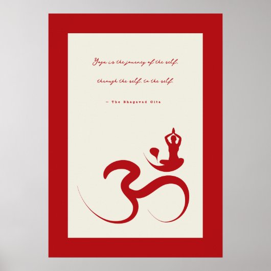 ヨガシルエットレッドオムオーム禅スピリチュアルポスター ポスター (正面)