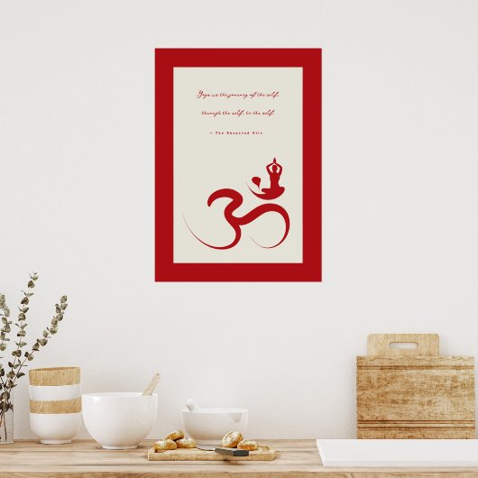 ヨガシルエットレッドオムオーム禅スピリチュアルポスター ポスター (キッチン)