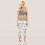 ヨガジオメトリックピンクとグリーンのストライプ カプリレギンス (正面)