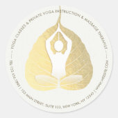 ヨガスタジオインストラクター瞑想ポーズボディリーフ ラウンドシール (正面)