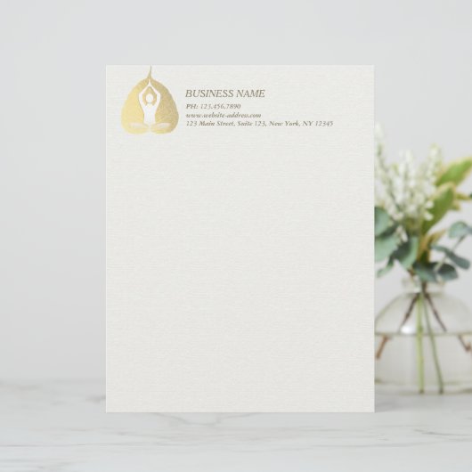 ヨガスタジオインストラクター瞑想ポーズボディリーフ レターヘッド (スタンド正面)