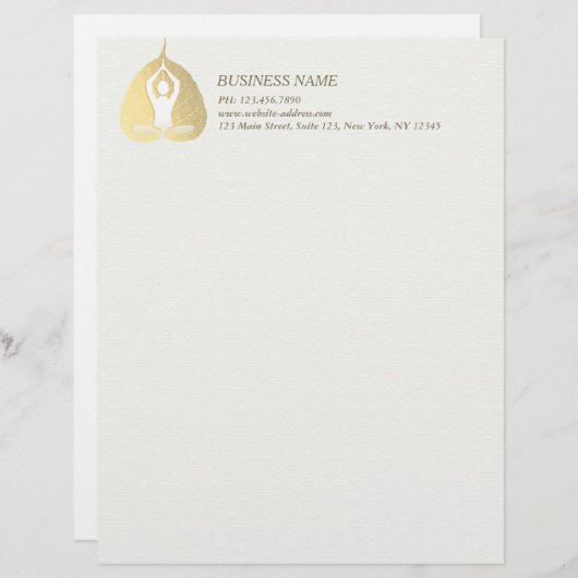 ヨガスタジオインストラクター瞑想ポーズボディリーフ レターヘッド (正面/裏面)