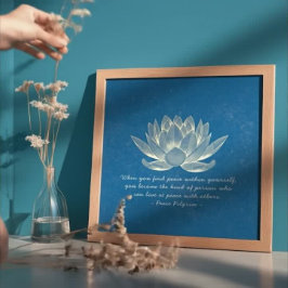 ヨガスタジオインストラクター瞑想引用文金ゴールドロータス ポスター