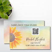 ヨガスタジオインストラクターQRコードサンフラワー 名刺