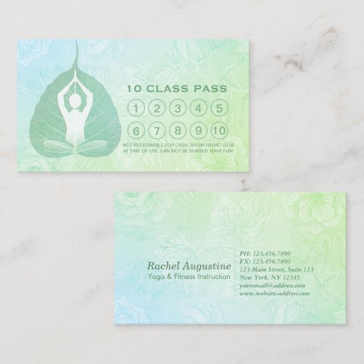 ヨガスタジオクラスパスメディテーションポーズボディリーフ ロイヤリティカード (正面/裏面)