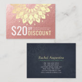 ヨガスタジオディスカウントクーポンロイヤリティ金ゴールドマンダラ 割引カード (正面/裏面)