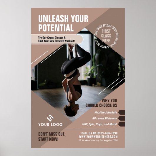 ヨガスタジオニュートラルベージュウェルネスジムプロモーション ポスター (正面)