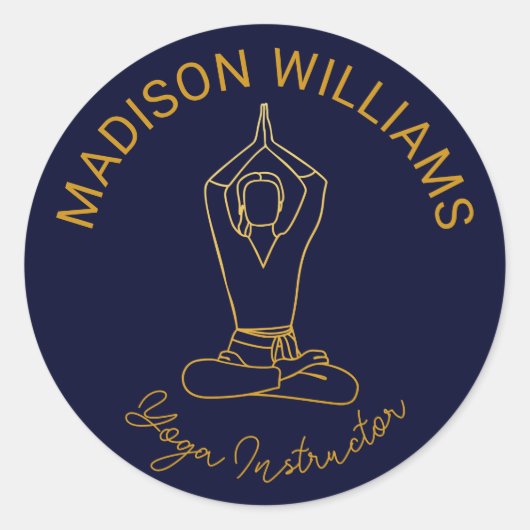 ヨガスタジオネイビーモダン金ゴールド ラウンドシール (正面)