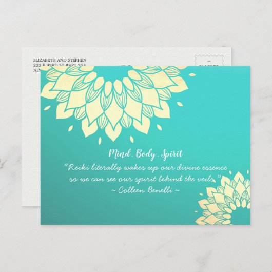 ヨガスタジオメディテーションインストラクターゴールデンマンダラ ポストカード (正面/裏面)