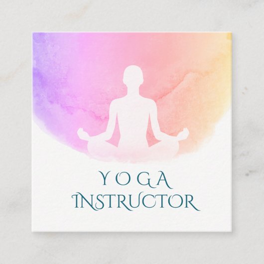 ヨガスタジオメディテーションインストラクタースクハサナポーズ スクエア名刺 (正面)