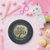 ヨガスタジオメディテーションインストラクターブラック金ゴールドツリー ペーパープレート (パーティー)