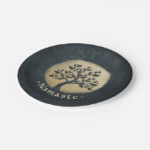 ヨガスタジオメディテーションインストラクターブラック金ゴールドツリー ペーパープレート (アングル)