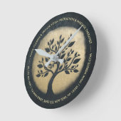 ヨガスタジオメディテーションインストラクターブラック金ゴールドツリー ラウンド壁時計 (傾斜)