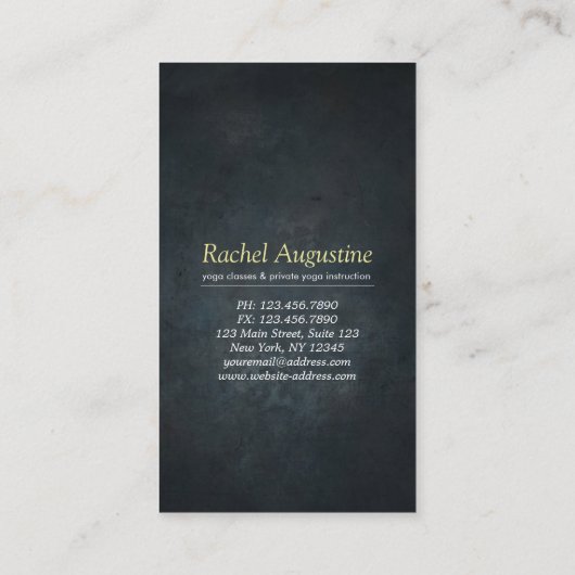 ヨガスタジオメディテーションインストラクターブラック金ゴールドツリー 名刺 (裏面)