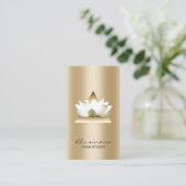 ヨガスタジオモダン金ゴールドロータスエレガント 名刺 (スタンド正面)