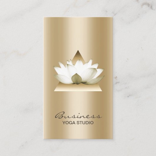 ヨガスタジオモダン金ゴールドロータスエレガント 名刺 (正面)
