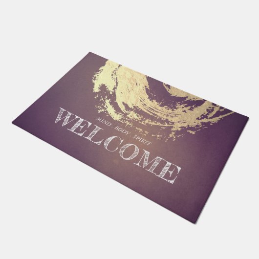 ヨガスタジオ瞑想インストラクターウェルカムZENサイン ドアマット (アングル)