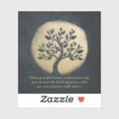 ヨガスタジオ瞑想インストラクター金ゴールドツリー引用文 シール (シート)