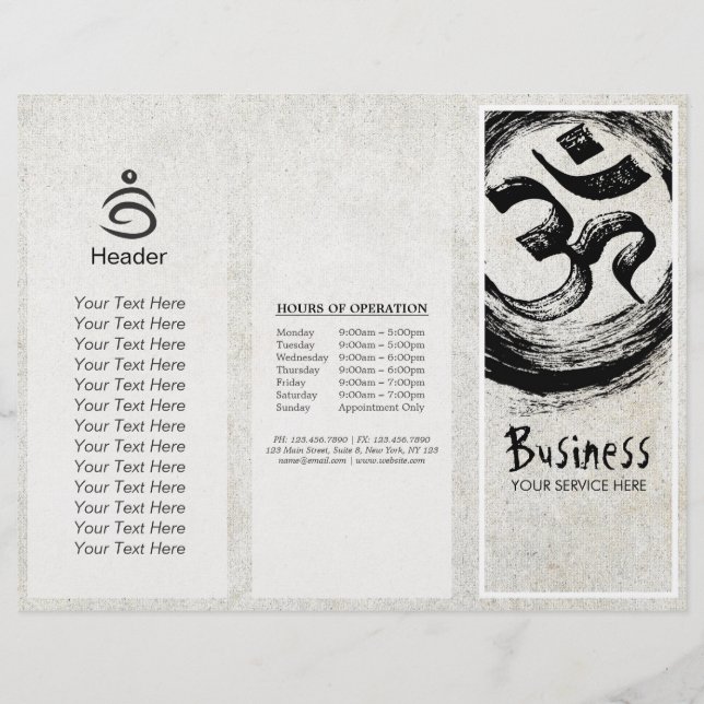 ヨガスタジオ3折パンフレットBrush OM ZEN Symbols (正面)