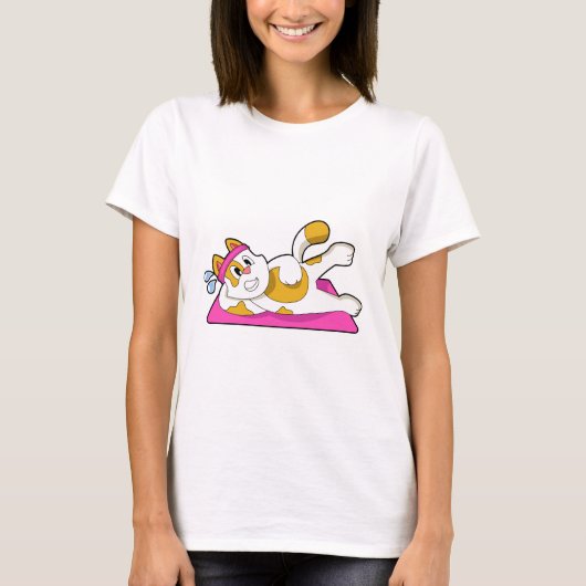 ヨガストレッチをする猫 Tシャツ (正面)