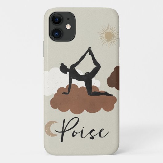 ヨガストレッチポーズシルエットpoise health sun moon Case-Mate iPhoneケース (裏面)