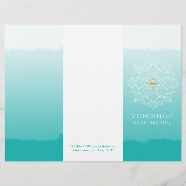 ヨガスパ金ゴールド三角形マンダラウォーター色3つ折り (正面)