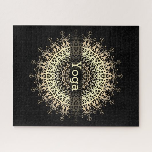 ヨガセンター、ヨガ、スポーツ、マンダラ、ゴールデンマンダラ ジグソーパズル (横)