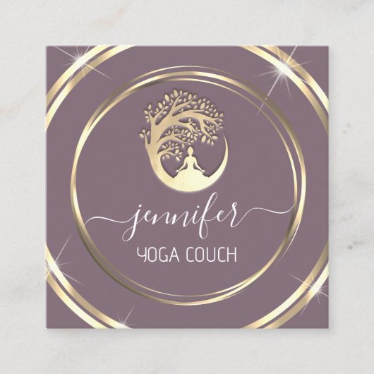 ヨガソファセラピストマインドフルネスQRコードスモーク スクエア名刺 (正面)