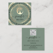 ヨガソファセラピストマインドフルネスQRCODEMusic金ゴールド スクエア名刺 (正面/裏面)