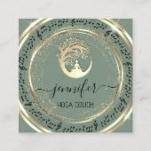 ヨガソファセラピストマインドフルネスQRCODEMusic金ゴールド スクエア名刺 (正面)