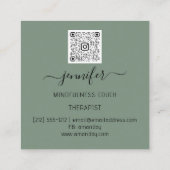 ヨガソファセラピストマインドフルネスQRCODEMusic金ゴールド スクエア名刺 (裏面)